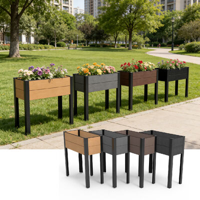 Su Geçirmez Yangın Geciktirici Eko Dostu Ahşap Plastik Kompozit Malzemeden Modern Yükseltilmiş Bahçe Yatağı