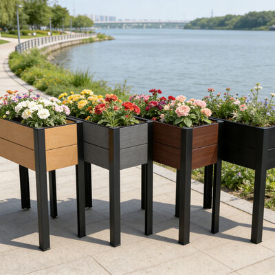 Su Geçirmez Yangın Geciktirici Eko Dostu Ahşap Plastik Kompozit Malzemeden Modern Yükseltilmiş Bahçe Yatağı