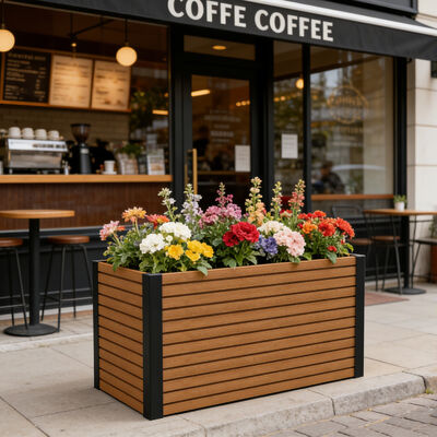 Modern Su Geçirmez Yangın Geciktirici Çevre Dostu Yükseltilmiş Bahçe Yatağı Saksı Kutusu Açık Hava İçin