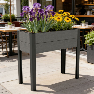 Dış avlu bahçe bahçe bahçesi için metal bacaklı yükseltilmiş bahçe yatağı ekicisi