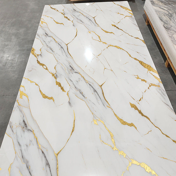 Yüksek Parlak PVC Mermer Tahta Duvar Dekorasyonu İçin UV Mermer Yaprak Laminasyon Tahta
