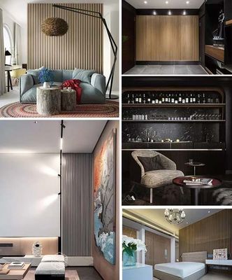 İç WPC Dekoratif Duvar Panelleri Kolay Kurulum Modern Tasarım Otel Ofisi