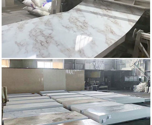 Lüks Yüksek Parlak 1220x2440mm 3mm PVC Mermer Levha İç Duvar Dekorasyonu
