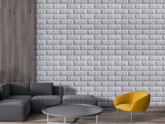Duvar Dekorasyonu İçin Güçlü Yapışkanlık 3D Vinil Tuğla Köpük Duvar Kağıdı