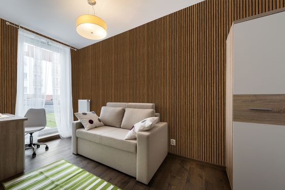 Ses Yalıtımı Mdf Pet Board Akustik Ahşap Çıta Duvar Panellerini Absorbe