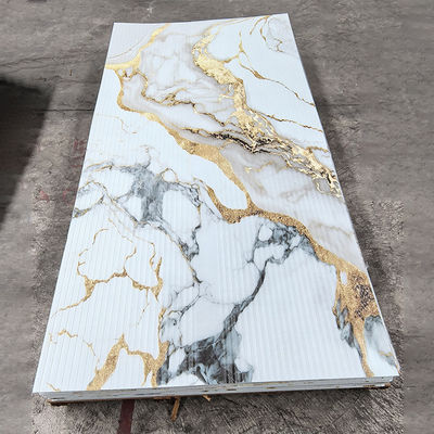 Yüksek Parlak PVC Mermer Tahta Duvar Dekorasyonu İçin UV Mermer Yaprak Laminasyon Tahta