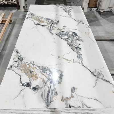 Yüksek Parlak PVC Mermer Tahta Duvar Dekorasyonu İçin UV Mermer Yaprak Laminasyon Tahta