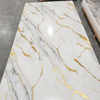 Yüksek Parlak PVC Mermer Tahta Duvar Dekorasyonu İçin UV Mermer Yaprak Laminasyon Tahta